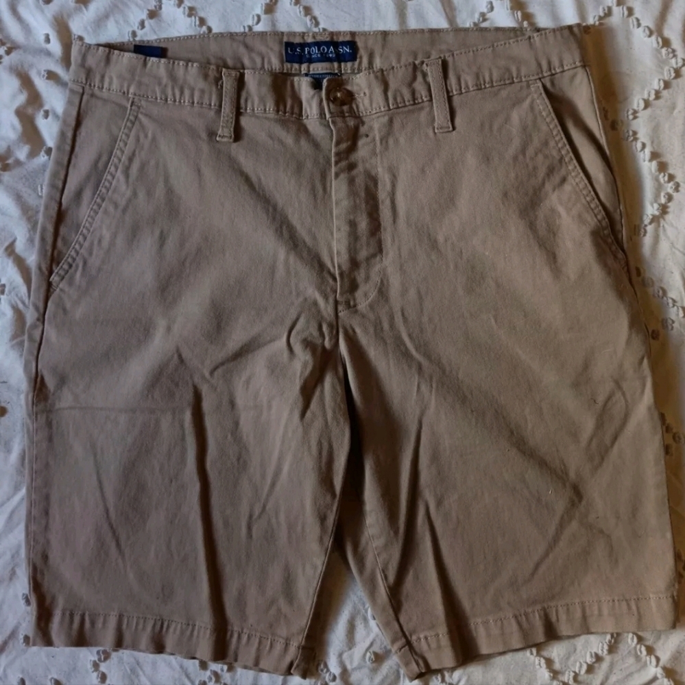 Polo Ralph Lauren Men Shorts Size 36 Khaki Beige Stretch Classic Fit Chino